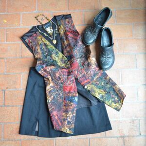 Vintage 90s Rafferty Tapestry Vest Art Whimsigoth Abstract - M